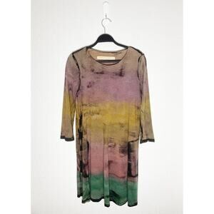 Raquel Allegra Basic Women's Long Sleeve Lightweight T Shirt Dress Colorful